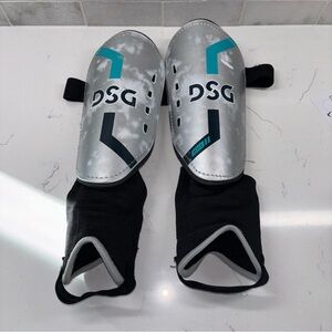 Kids DSG Soccer Shin Guards Silver and Black – Kids XL
